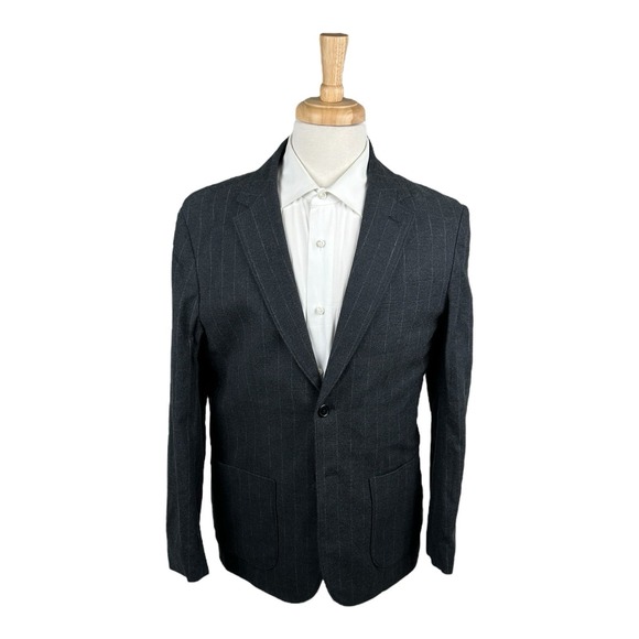Thomas Dean Gray Chalkstriped Unstructured Cotton Blend Sportcoat Size 42R NWT